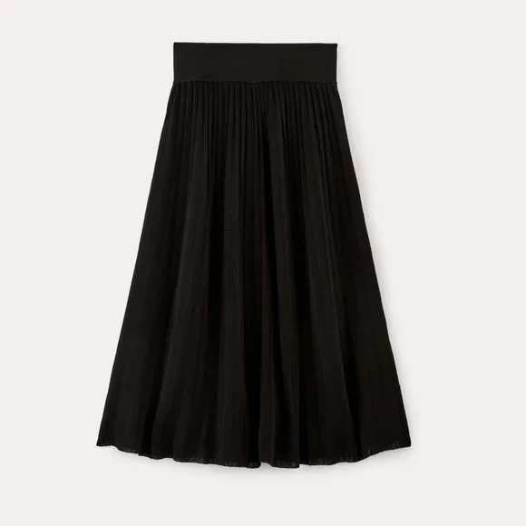 Everlane Women's Pleated Skirt in Black, Size Small, Midi Length, NWT - Picture 2 of 4
